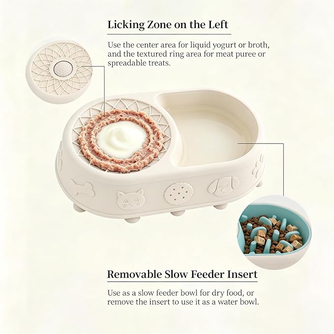 Slow Feeder Dog Bowl with Lick Mat, 2 in 1 Silicone Feeding Bowl | Promotes Healthy Eating Habits and Engaging Mealtime Experience - Image 6