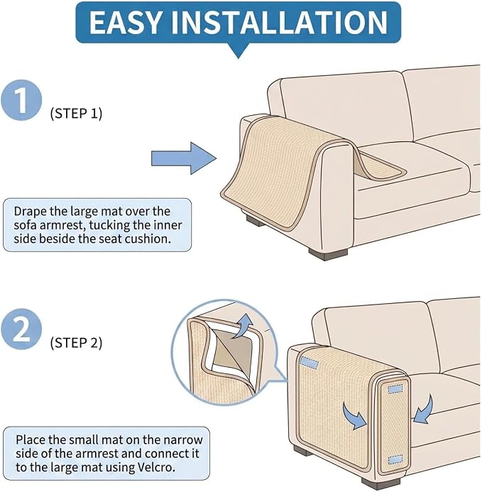 SHENGOCASE Cat Scratch Pad Couch Sofa Armrest Protector, Scratcher Cover for Couch Corner, Carpet Scratching Post (7.9") - Image 5