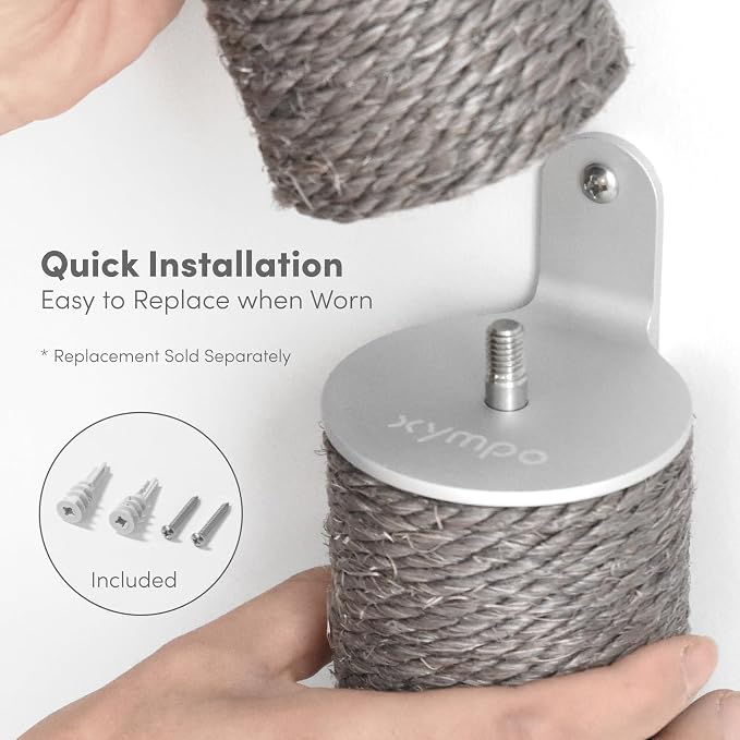18" Compact Wall Mounted Cat Scratcher, Sisal Scratching Post - Grey - Image 6