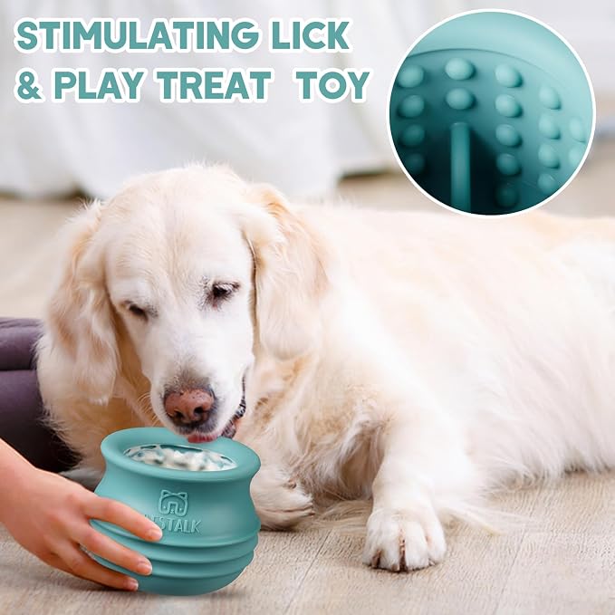 Dog Enrichment Treat Toy, Long-Lasting Wobbly Interactive Freeze Lick Toys for Dogs, Stuffable Puzzle Feeder Toy for Boredom, Silicone Treat Dispensing Chew Toy (Teal Blue,M) - Image 7