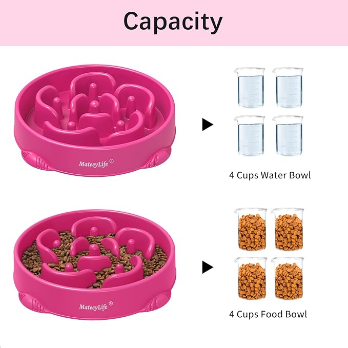 MateeyLife 1-Pack Slow Feeder Dog Bowls, 4 Cups, Dog Puzzle Feeder Bowl | Food-contact safe, dishwasher safe, non-slip base, maze design, for fast eaters, for dogs and cats, daily mealtimes - Image 5