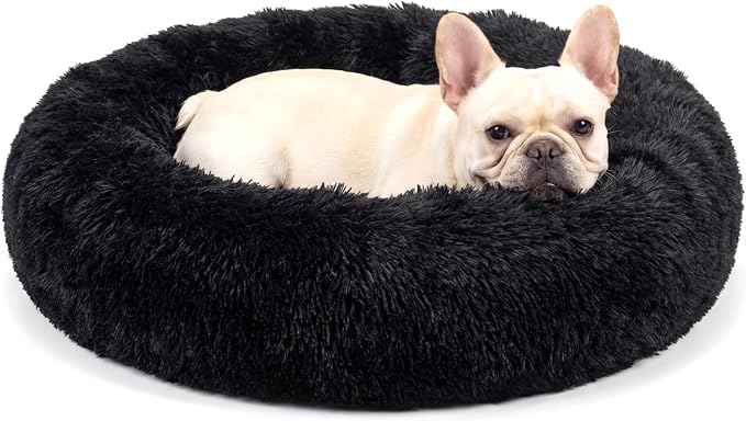 nononfish Puppy Bed for Small Dogs,Calming Donut Plush Pet Bed | Cozy puppy bed with soft plush material and raised rim for secure sleeping comfort. by nononfish