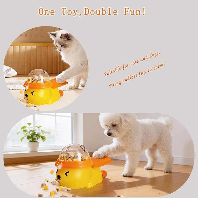 Interactive Dog and Cat Treat Dispenser - Slow Feeder Puzzle Toy | extra-large pedal, adjustable food outlet fits different kibble & treats, slow eating, mental stimulation, IQ training - Image 2