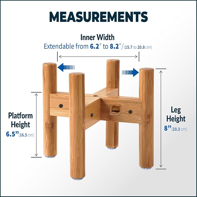 Dog Bowl Stand for Small-to-Medium Dogs - Adjustable | Use to Elevate Raise Dog Food, Water and Slow Feeder Bowls, Lock-Bolts and Tool Added, Foot-Padded, Bamboo Stand Only - Image 5
