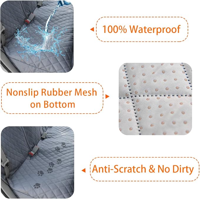 Honest Bench Dog Car Seat Covers with Side Flap,Dog seat Cover for Cars, Trucks, and Suv's - Waterproof & Nonslip Pet Seat Cover for Backseat - Image 2