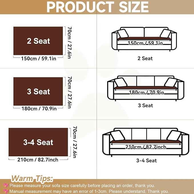 OTOB Sofa Covers for 3 Cushion Couch Washable, All Seasons Non Slip Fuzzy Pet Couch Cover, Soft Plush Geometric Jacquard Sofa Slipcovers, Kids Pet Friendly Dog Bed Mats (Dark Coffee, 27.6" x 70.9") - Image 8