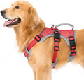 Escape Proof Dog Harness, Dachshund Harness, Reflective Dog Harness with Handle, Durable,Adjustable Vest for Small Medium Large Dogs Walking, Training, and Running Gear (Red,L) by Huntboo