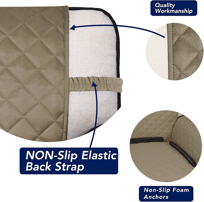 PureFit Reversible Chair Sofa Cover Dog Couch Covers for Sofa, 25.5 in | Beige/Beige, Water Resistant Couch Protector, Washable Pet Couch Cover with Non Slip and Elastic Straps For Kids - Image 3
