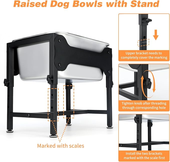 3 Gallon Elevated Dog Water Bowl, Raised Stand for Large Dogs | 4 Adjustable Heights, 9.65-15.16 in Stand, 3 Gallon Bowl, 14 x 10.6 x 5.9 in Size, Indoor Outdoor Use, Easy to Clean - Image 6