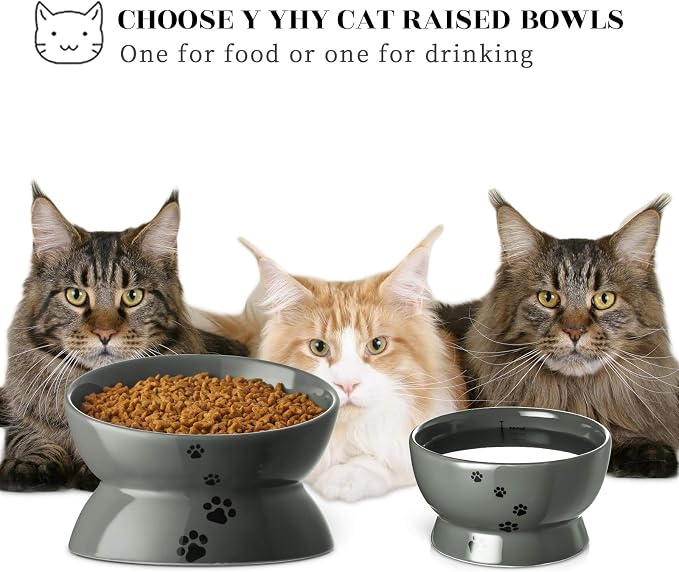 Y YHY Cat Bowls,Grey - Image 6