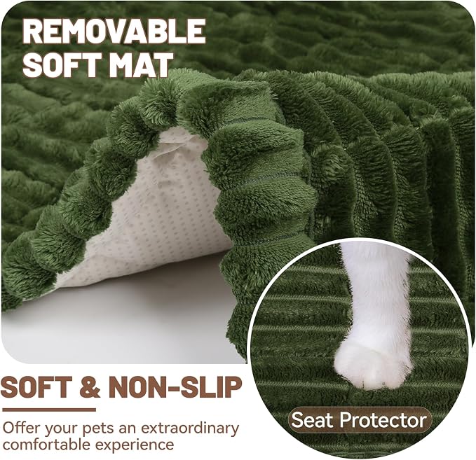 Dog Car Seat Waterproof Bed Cover Back Seat Dark Green 23.6”x51” | Nonslip Soft Comfortabl Pet Bed Mat Car Blanket for Travel Backseat Extender Seat Covers Dog Bed for Cars Trucks and SUVs - Image 5