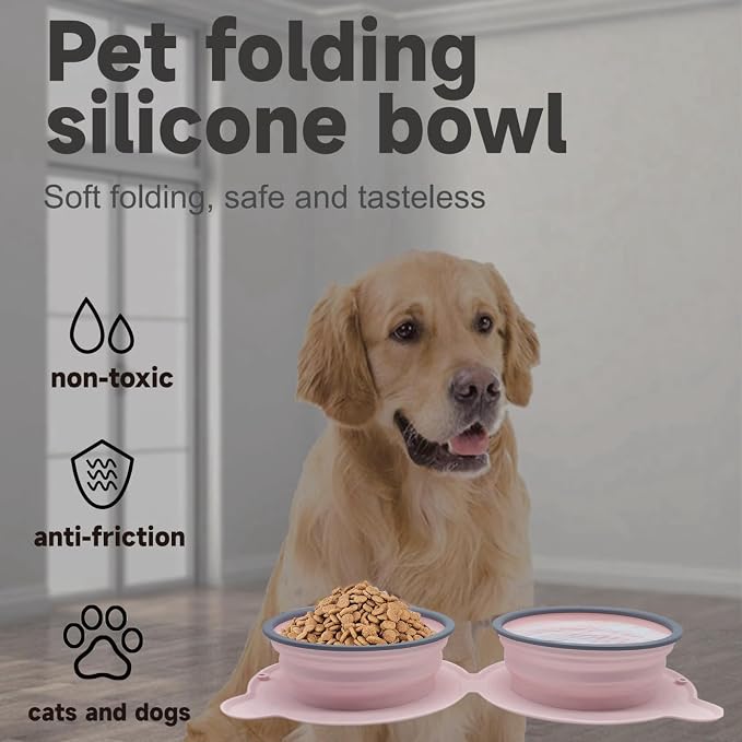 Collapsible Dog Bowls for Travel, Portable Dog Food & Water Bowls Set, Foldable Silicone Puppy Bowls, Cute Lightweight Compact Pet Travel Accessories Essentials Grey - Image 4