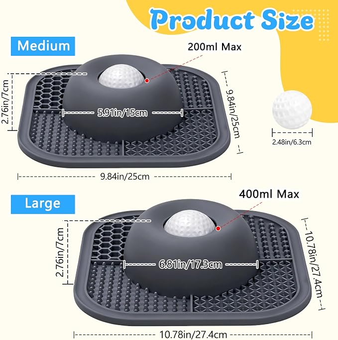 Slow Feeder Dog Bowls & Lick Mat for Liquid and Thick Treat, Anti-Slip Dog Lick Bowl with Interactive Rolling Ball, 5/6 Cup Pup Licking Toy for Large Medium Small Dogs and Cats-Large Gray - Image 7