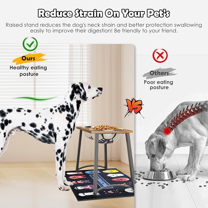 Elevated Dog Bowls for Large Dogs with Slow Feeder & Mat, 101oz Bowls, Tall Raised Dog Bowl Stand - Image 3