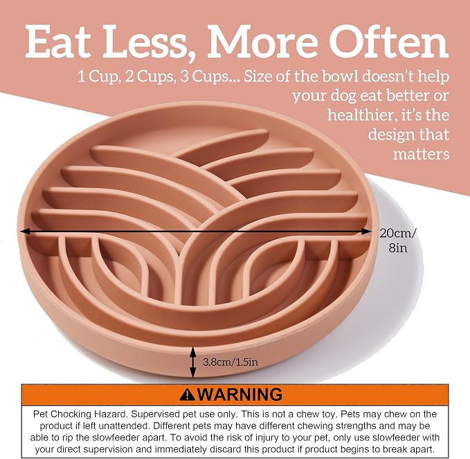 OHMO Slow Feeder Dog Bowl, 7.9" Lick Mat for Dogs, Tree of Life, Coral | Cat Slow Feeder Bowl, Anti Choking, Enrichment Toys, Easy Clean BPA-Free Silicone Feeding Bowl, Boredom and Anxiety Reducer - Image 2