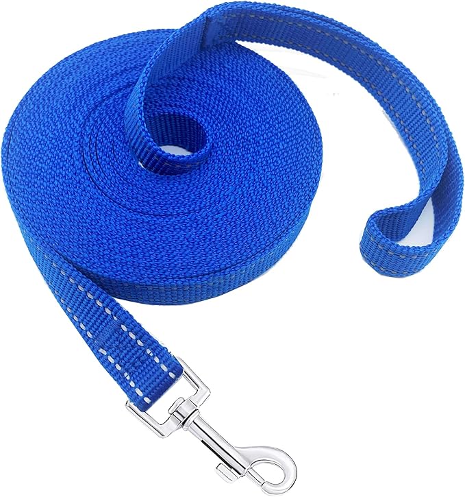 Nylon Training Dog Leash for Small Medium Dogs, 15ft 20ft 30ft 50ft 100ft Reflective Long Leash Dog/Puppy Lead for Obedience Recall Training, Camping by MANDAO