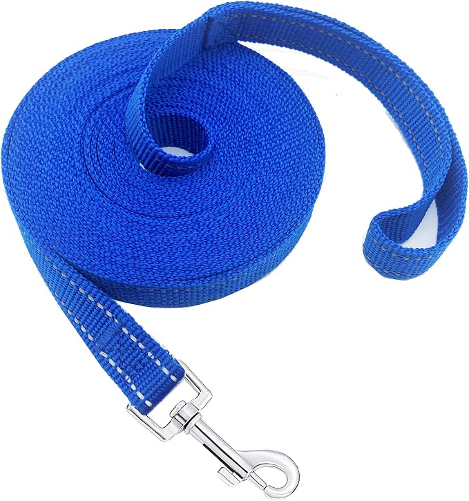Nylon Training Dog Leash for Small Medium Dogs, 15ft 20ft 30ft 50ft 100ft Reflective Long Leash Dog/Puppy Lead for Obedience Recall Training, Camping by MANDAO