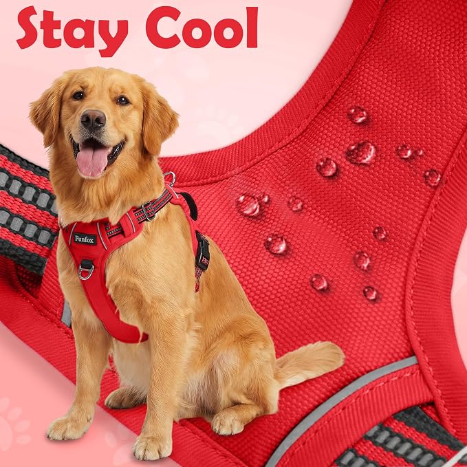 Dog Harness No Pull, Adjustable Pet Vest Harness, Super Soft Material with Vertical Handle Easy Control, Reflective Night Walking, 2 Leash Clips for XLarge Dogs, Red, XL - Image 6
