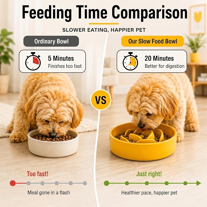 Casfuy Dishwasher Safe Ceramic Slow Feeder Dog Bowl, 8.3-in - Image 4