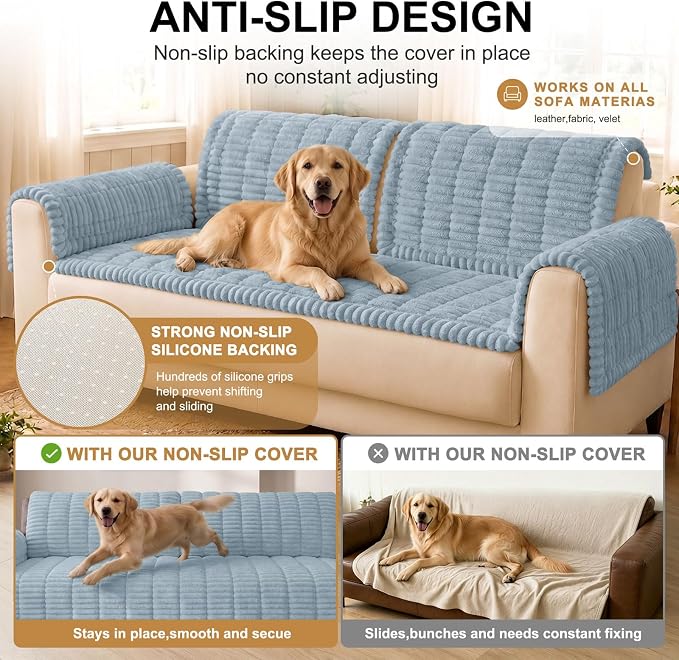 Smiry Couch Cover for Dogs, Non Slip Washable Sofa Protector for Pets | Soft Furniture Cover for Leather & Fabric Couches, Cozy Protect Against Fur, Dirt & Messes, Pet Friendly, 27.6"x82.7" - Image 10