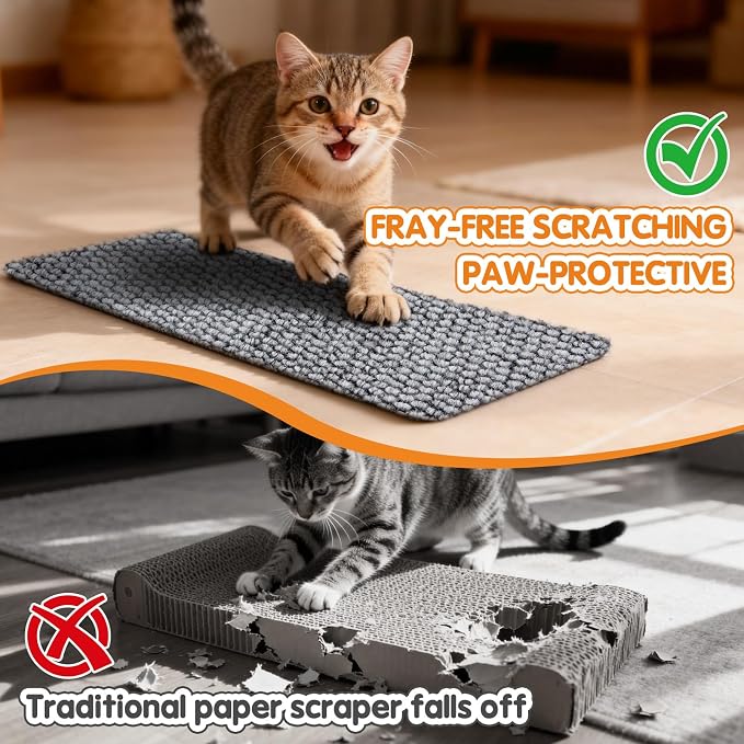 Wall Cat Scratcher for Indoor Cats,Corner Furniture Protector Light Grey | 19.6x9.8" wall corner cat scratcher,Durable scratching board protects door, wall and couch furniture,Easy mount - Image 3