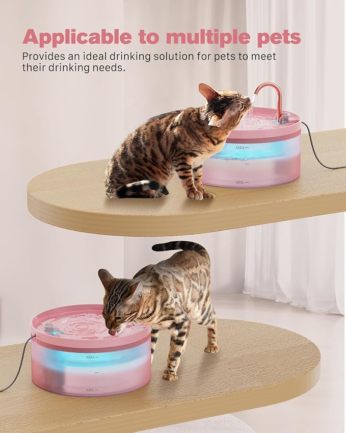 Pink Cat Water Fountain: with 6 Carbon Filters + 3 Sponge Filters | 108oz/3.2L Pet Water Fountain Indoor Faucet Cat Fountain for Cats and Dogs - Image 8