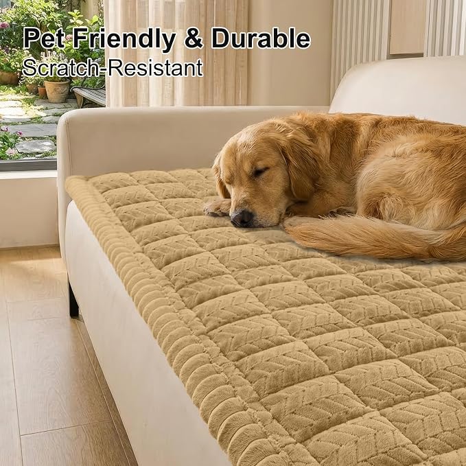 Smiry Couch Cover for Dogs, Non Slip Fuzzy Pet Sofa Covers Washable | Sofa Slipcovers for 3 Cushion Couch, Soft Thick Furniture Protector for Cats Dogs, Against Fur, Dirt, Scratch (43"x82.7") - Image 2