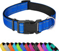 Reflective Dog Collar, Adjustable Soft Neoprene Padded,Navy Blue,XL | Breathable Nylon for Extra Large Dogs,Tear-Resistant Webbing,Chafe‑Free on Walks and Hikes,Metal D-Ring,Night Safety by PWOD