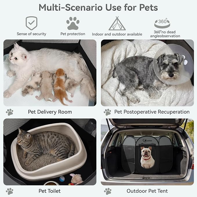 Siedihit Dog Cat Playpen, Puppy Pet Playpen Indoor for Dog Crate Tent | Cage Outdoor, Portable Pop Up Dogs Enclosure Kennel with Carrying Case for Dogs/Cats/Rabbits (Dark Grey, Medium) - Image 4