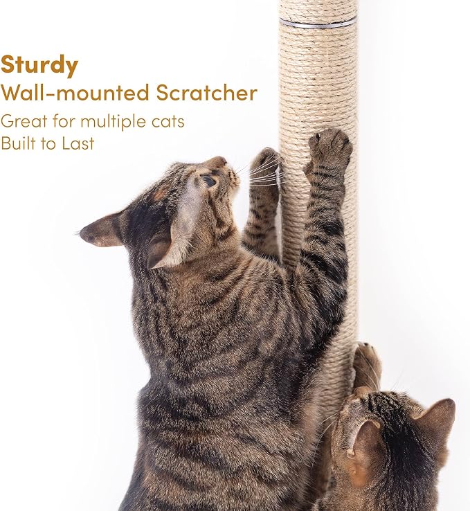 34" Wall Mounted Cat Scratcher, Sisal Scratching Post - Image 3