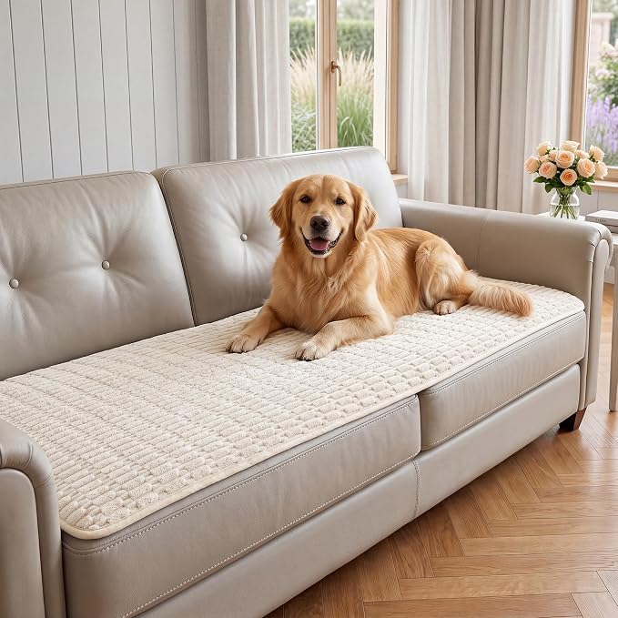 Foxdecor Couch Cover for Dogs Sofa Covers Non Slip Couch Pad Pet Friendly | Pet Couch Covers Washable Sofa Protector, Furniture Cover Couch Seat Protector for Living Room, Cream 32x53 Inch by Unknown
