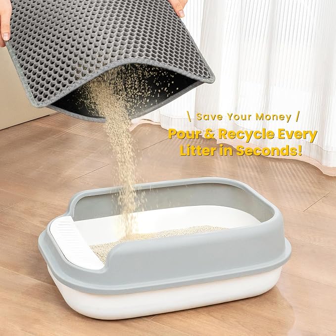 Cat Litter Mat, Upgrade Super Waterproof Back Layer Litter Box Mat, Non Slip, Durable, Soft on Paws Kitty Trapping Matt (30"x22", Gray) - Image 5