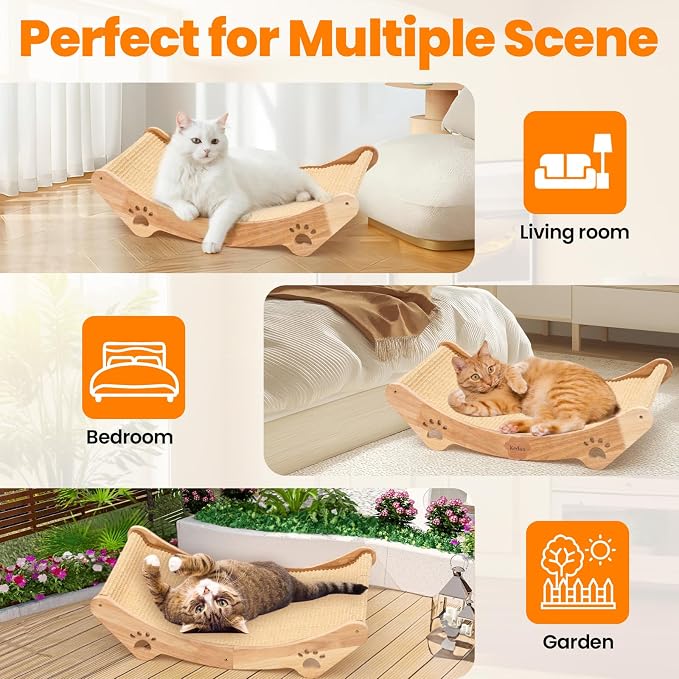 KEDAO Sisal Cat Scratcher Bed Scratching Posts for Indoor Cats Hammock Adults Kitty Curls Cat Scratcher Wooden Cats Furniture Scratching Pad - Image 7