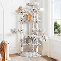 Allewie 73in Fan-Shaped Space-Saving Corner Cat Tower/Multi-Level Tall Cat Tree for Indoor Kitties/Cozy Baskets/Condos/House/Perches/Sisal Scratching Posts/Pet Activity Center/White & Black Spot by Allewie