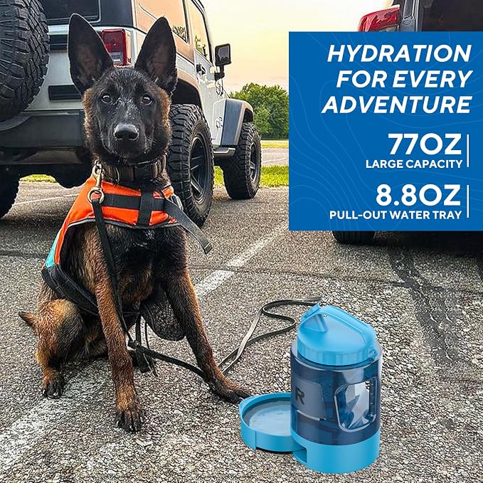 Dog Water Bowl Dispenser 77oz, Large Pet Dog Water Bottle Portable with Pull-Out Travel Water Bowl for Dogs, Portable Water Bowl for Dogs on The Go, Camping Essentials Hiking Traveling Accessories - Image 5