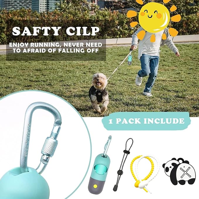 YUCHIYA Dog Poop Bag Holder Dispenser with LED Flashlight(Crystal Blue) | 100ft Ultra-Bright LED|Glow-in-the-Dark Avacado Clip|Metal Carabiner&Silicone Tether|15 Leak-Proof Scented Waste Bags - Image 7