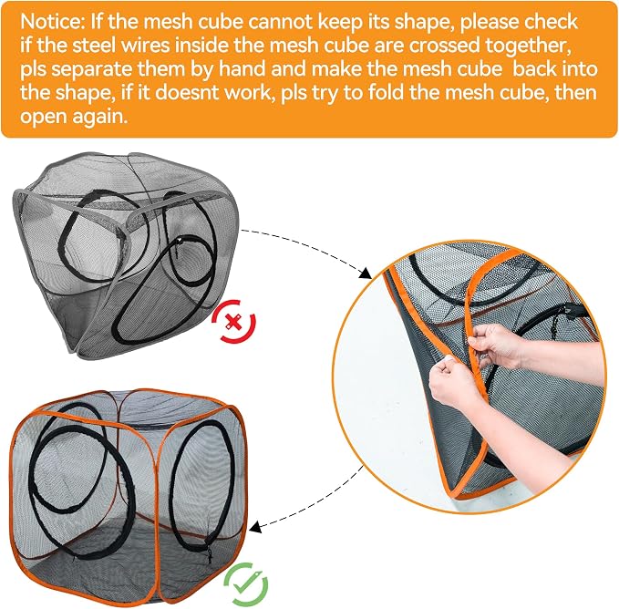 Cat Play Tunnel + Cube(with Three Ways) for Indoor and Outdoor, Cat Playpen, Play Enclosures, Collapsible Cube, Tunnel, Easy to Connect with Tent 2 Cubes + Run Tunnel - Image 7