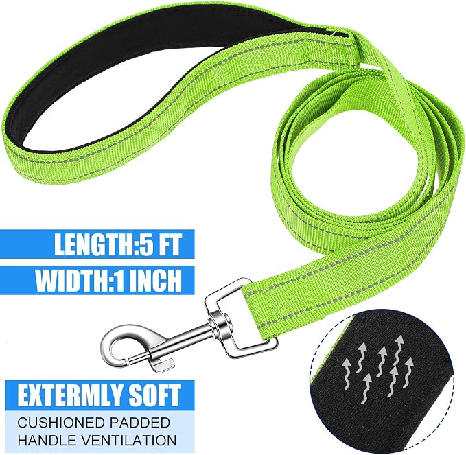 6 Pack 5 ft Nylon Dog Training Leashes Bulk for Medium and Large Dogs Heavy Duty Padded Handle Puppy Leash Traction Rope for Walking, Play, Camping - Image 2