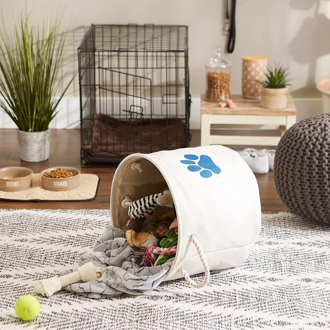 Bone Dry Pet Storage Collection Collapsible Bin, Medium Round, Off-White - Image 5