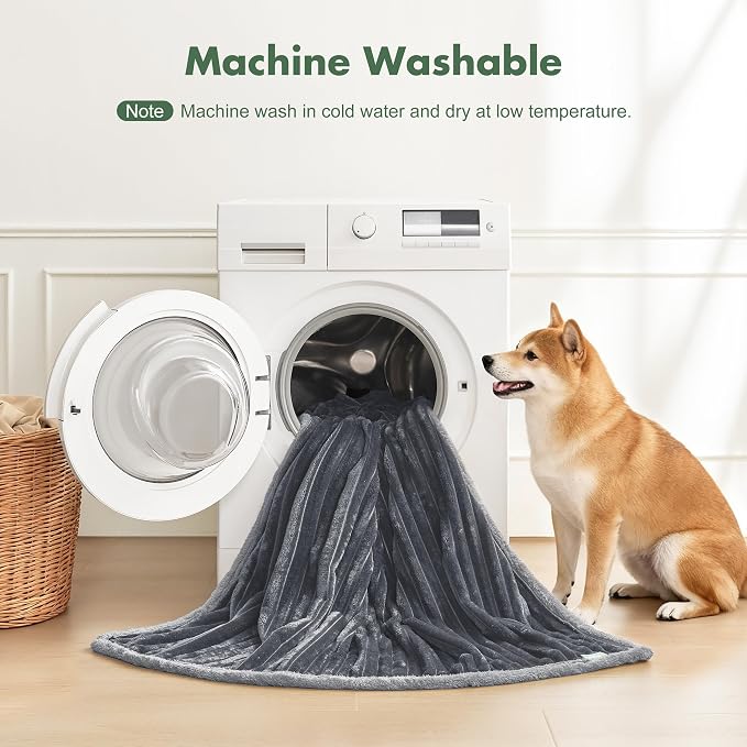 Waterproof Twin Blanket for Bed - Washable Large Dog Blankets for Bed Protector, Thick Cozy Fleece Calming Pet Blankets for Indoors & Outdoors, Dark Grey, 60"x80" - Image 6