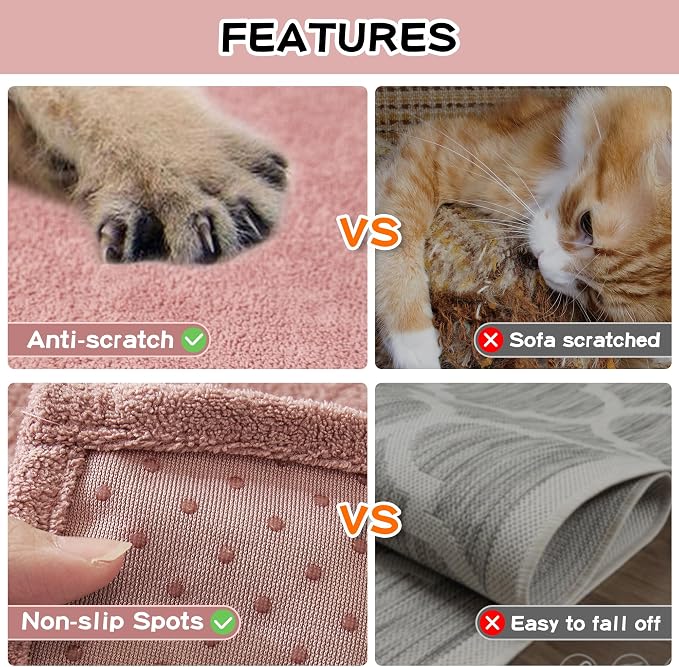 MEETSKY Couch Cover Washable for 2 Cushion Sofa, Cat Scratch Proof Furniture Protector Love Seat L Shape Couch Covers Soft Sectional Sofa Cover for Dogs Pets, 71" x 118", Pink - Image 6