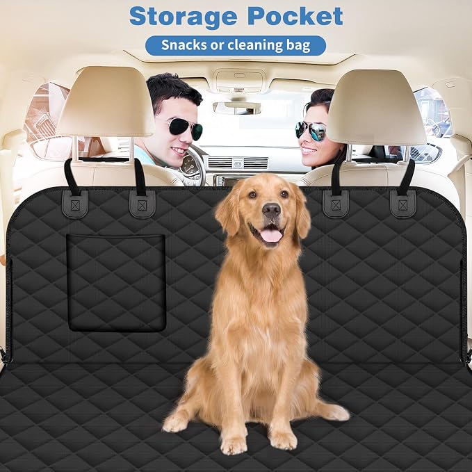 WoofKnows(54" W x 56" L, Black Scratch Prevention Dog Car Seat Cover for Back Seat Waterproof Dog Hammock for Car with Mesh Window Durable - Image 3