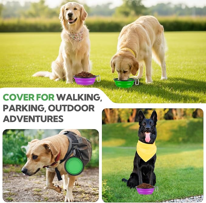 Collapsible Dog Bowl Large 34oz, Travel Dog Water Bowl Portable | 2 Pack, 2 Carabiner Clips, Silicone Travel Dog Bowl Foldable, Feeding Watering Dish Bowl, for Parking, Walking, Camping - Image 8