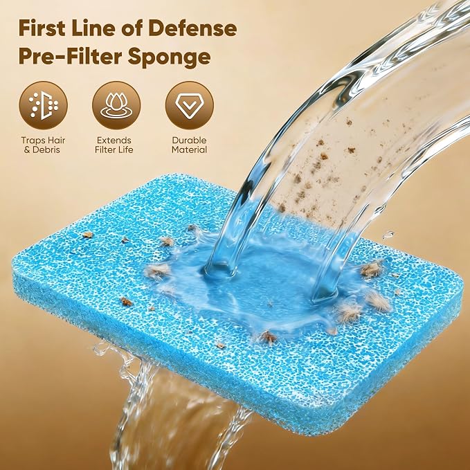 4 Pack Dog Water Fountain Filter Replacement Fit for Sharlovy W10 Pro | Pet Water Filter & Sponge Filter for Sharlovy W10 Pro, 2 Months Set Easy-Swap for Dogs and Cat Fountain - Image 3