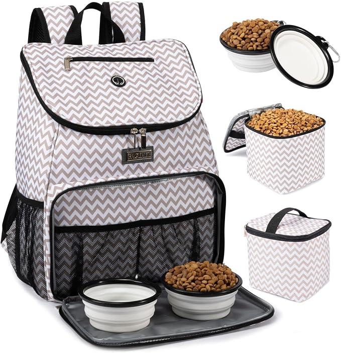 BAGLHER丨Dog Travel Bag, Airline Approved Pet Supplies Backpack, Dog Travel Backpack with 2 Silicone Collapsible Bowls and 2 Food Baskets by BAGLHER