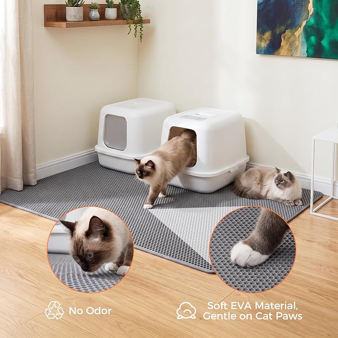 2Packs Cat Litter Mat 47"x36", XL Litter Mat for Litter Box Mat | Large Double Layer Honeycomb Cat Mat, Urine-Proof Soft kitty Cat Litter Trapping Mat, Easy Clean Rinse with Water Grey - Image 3
