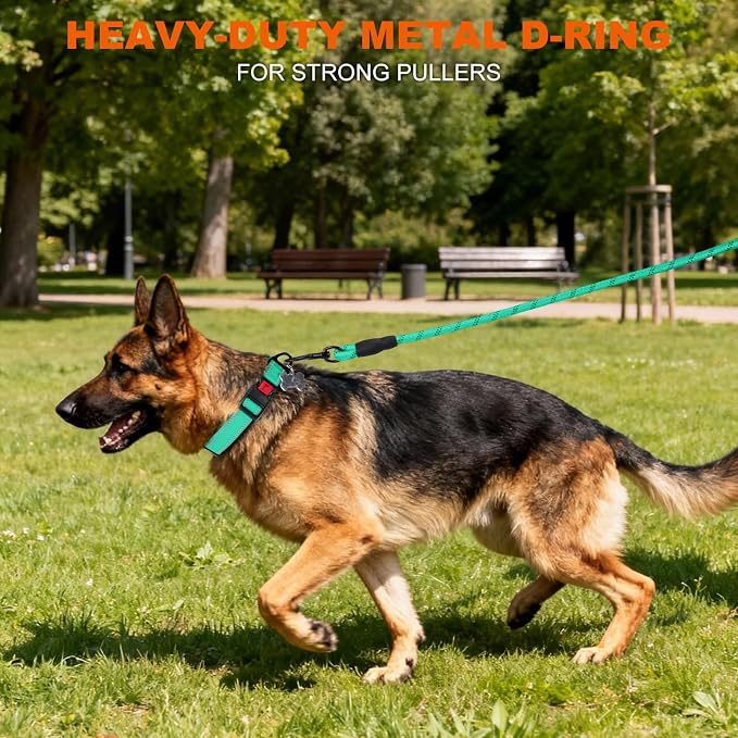Taglory Reflective Extra Large Dog Collar, Comfortable for Safe Night Walks | Soft Neck Cushioning, Adjustable 18-28 in, Sturdy Webbing Withstands Strong Pullers, Zinc Alloy D-Ring for Leash and ID Tags - Image 6