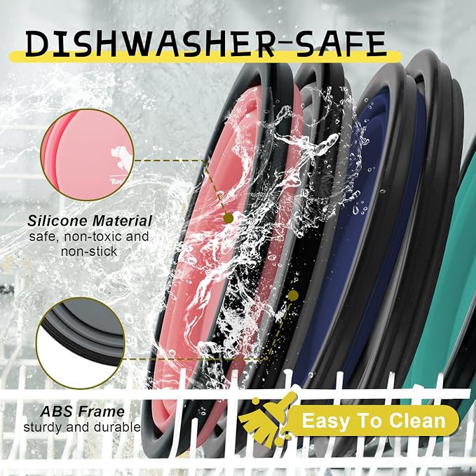Collapsible Dog Bowls, 2 Pack Sturdy Portable Dog Water Bowls | Wear-Resistant TPE, Anti-Dust Foldable Travel Dog & Cat Bowls for Camping Walking Hiking with Carabiners - Image 4