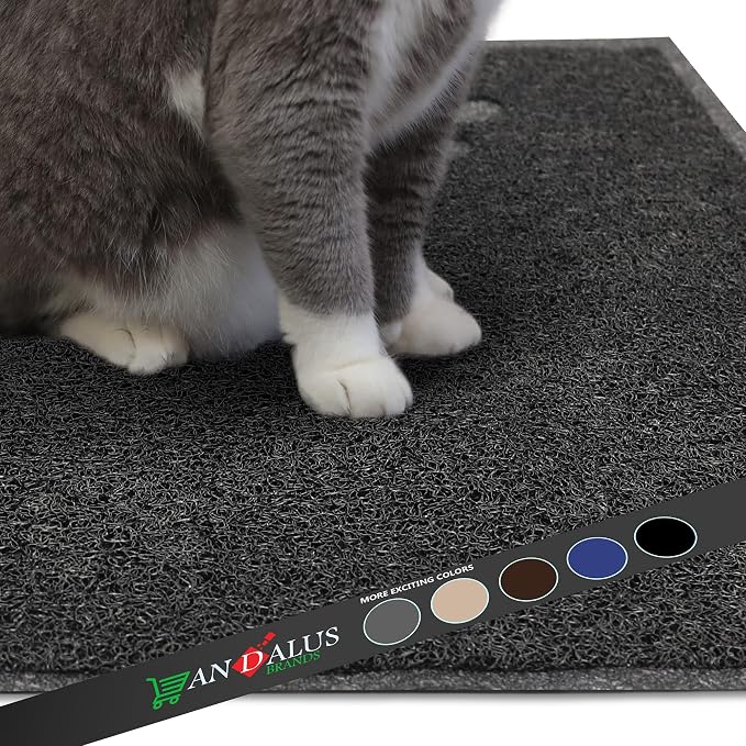 Andalus Extra Large Cat Litter Mat, Pack of 1 - Waterproof, Non-Slip & Easy to Clean Cat Litter Box Mat for Extra Efficient Pet Litter-Trapping, Grey (35” X 23”) - Image 8