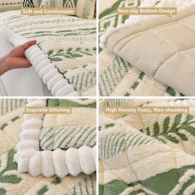 Couch Cover for Dogs, Washable Non-Slip Boho Geometric Pet Sofa Protector, Soft Sofa Slipcovers Cushion Protector for Dogs and Cats. (Green, 27.6" x 70.9" x 1.5") - Image 4